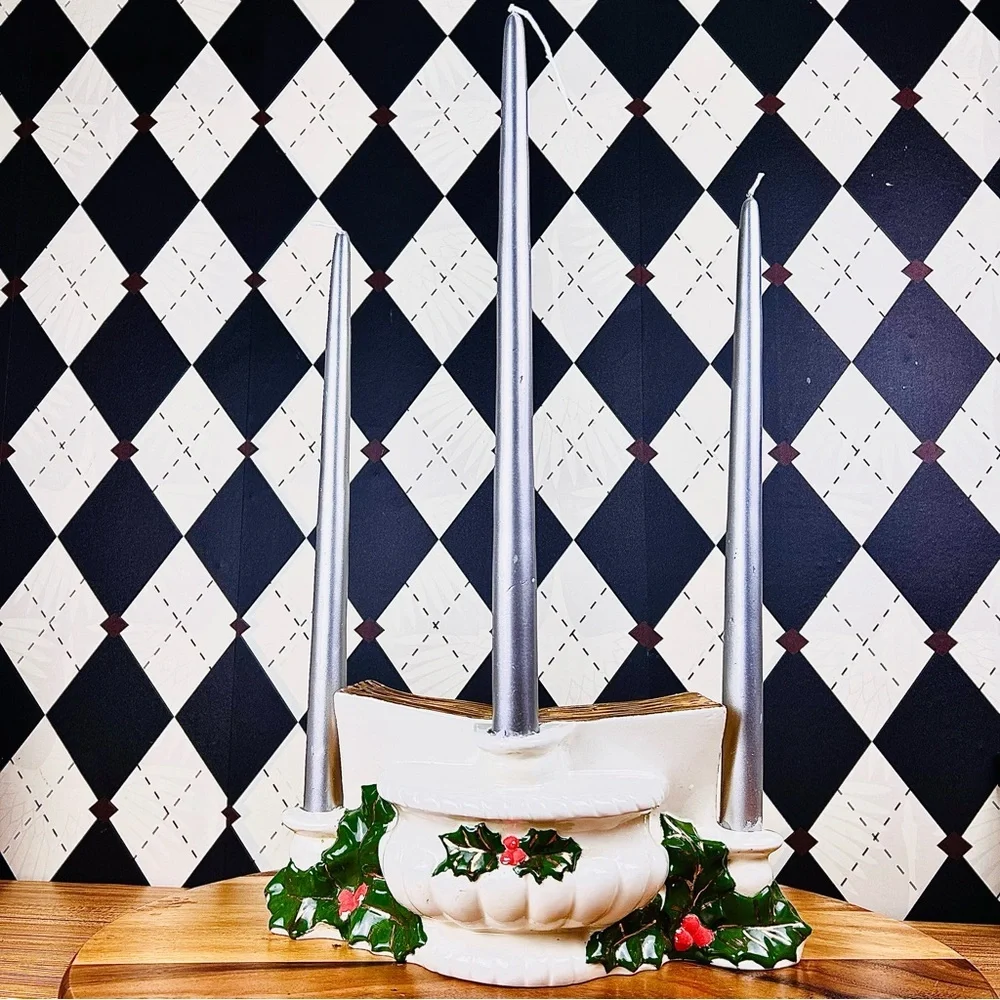 Elegant Christmas CandleHolder or Vase – Open Book Vintage| Ceramic‎